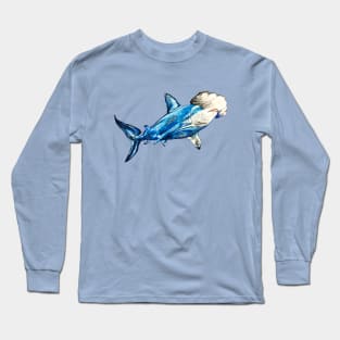 Watercolor Hammerhead Shark Long Sleeve T-Shirt